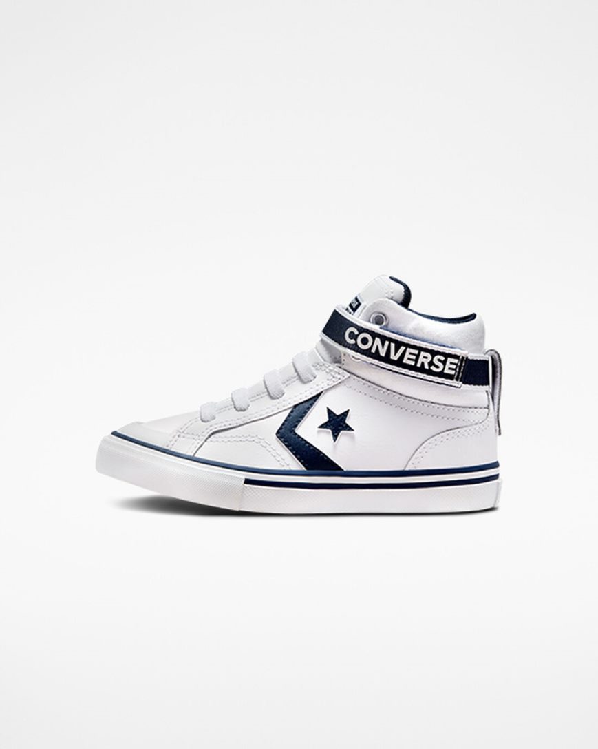 Chlapecké Boty Vysoké Converse Pro Blaze Páskové Easy-On Varsity Club Bílé Tmavě Blankyt Bílé | CZ IFWP63